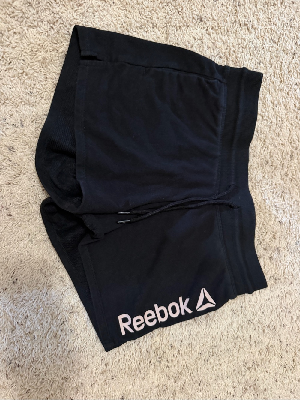 Reebok Black Women's Athletic Logo Shorts with Light Pink Accent